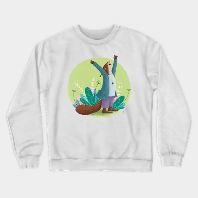 Grateful squirrel Crewneck Sweatshirt by Emma Wiklund Art